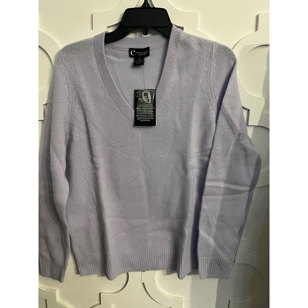 100% Cashmere NEW Bloomingdales Blue V-Neck Sz Med Sweater - Picture 9 of 9